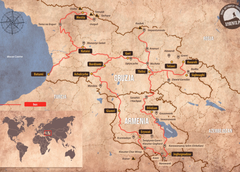 Poglądowa mapka, Gruzja i Armenia: to co najlepsze z Kaukazu, Barents.pl