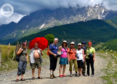 Hiking group in Svaneti, Georgia © Barents.pl Active Travel Agency