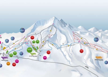 Poglądowa mapa tras narciarskich. Narty w Turcji! Kapadocja i wulkan Erciyes z Barents.pl